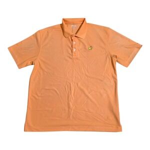 Masters Tech Mens Large Orange Polo Shirt Augusta National Golf Logo Polyester